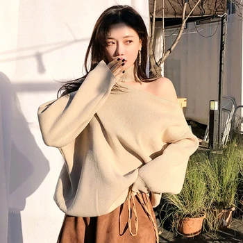 Moda Hollow Pulover Guler Femeie coreean Maneca Lunga Tricot Vrac Pulover Doamnelor Simplu Subțire Solid femeii Pulover 2020