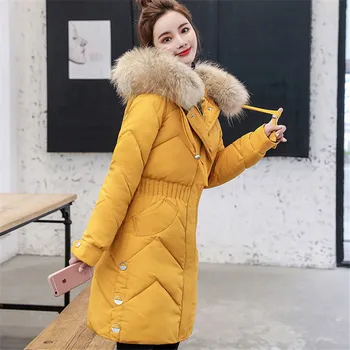 Moda Jacheta De Iarna Pentru Femei Big Centură Blană Cu Glugă Groasă Pufoaice X-Lung Sacou Feminin Strat Subțire De Iarna Cald Uza 2020 Nou