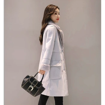 Moda Jacheta de Iarna pentru Femei Haină Lungă Plus dimensiune Cald coreean probleme cu Pieptul Palton Feminin Îngroșa Casual Roz Doamnelor Haine XXL