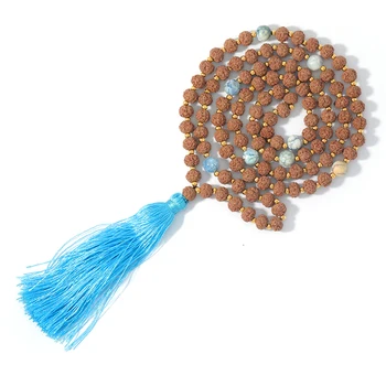 Moda Japamala Rudraksha Colier 108 Mala Margele Înnodate Yoga Bijuterii cu Piatra Naturala Marca Meditația Yoghină de Bijuterii