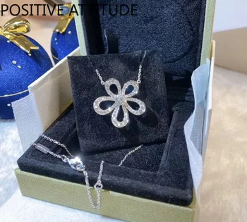 Moda mare de flori în formă cubic zirconia O în formă de lanț de sex feminin pandantiv colier de nunta, cadou de ziua de bijuterii bijoux