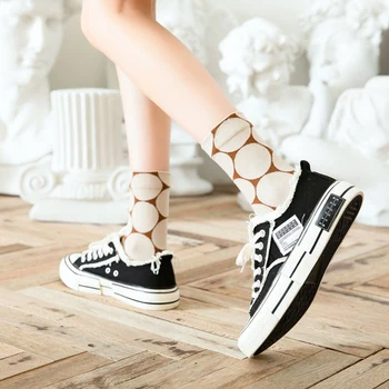 Moda Moale pentru Femei Șosete Euramerican Universitatea Stil de Design de Sens Geometrice Circulare din Bumbac Model Trendy Fată Șosete