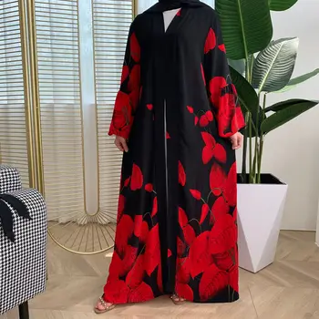 Moda model de frunze mulsim neglijeu Musulman abayas Dubai Musulman plin lungime cardigan deschiderea robe Serviciu de Închinare abayas F1667