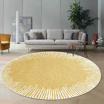 Moda Modern De Aur Rezumat Linie Albă Camera De Zi Dormitor Coș De Agățat Scaun Rotund Floor Mat Covor Personalizat