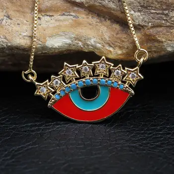 Moda Norocoasa evil eye star ochi pandantiv colier colorat zircon farmecul de culoare de aur de fată cravată de bijuterii concepute pentru femei