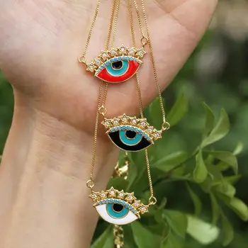Moda Norocoasa evil eye star ochi pandantiv colier colorat zircon farmecul de culoare de aur de fată cravată de bijuterii concepute pentru femei