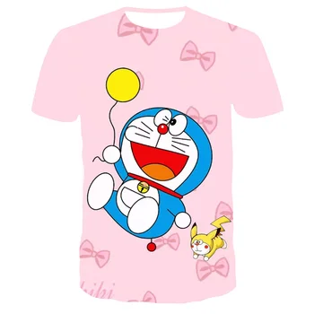 Moda Noua Drăguț T-shirt Femei Doraemon Ding Dong Cat Tricouri tipar Digital 3D Barbati cu maneci scurte Topuri de moda cuplu Tee