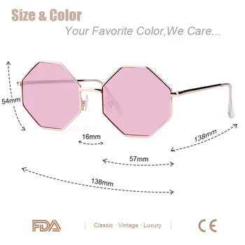 Moda ochelari de Soare pentru Femei Brand Designer Cadru Metalic Poligon Clar ochelari de Soare Lentile Wen Epocă Ochelari de Soare Feminino UV400