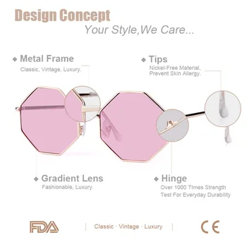 Moda ochelari de Soare pentru Femei Brand Designer Cadru Metalic Poligon Clar ochelari de Soare Lentile Wen Epocă Ochelari de Soare Feminino UV400
