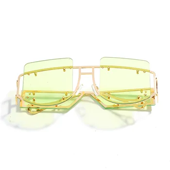 Moda Oglindă ochelari de Soare Patrati Bărbați Femei 2019 Supradimensionate Aliaj Nit de sex Masculin Umbra Ochelari Brand de Lux Tendință Unic UV400 Ochelari