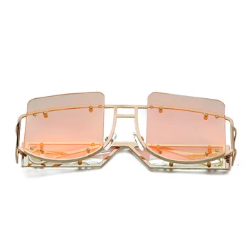 Moda Oglindă ochelari de Soare Patrati Bărbați Femei 2019 Supradimensionate Aliaj Nit de sex Masculin Umbra Ochelari Brand de Lux Tendință Unic UV400 Ochelari