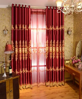 Moda Orientală Brodate Jacquard de Lux Roșu Opace Fereastră Perdea Pentru lenjerie de Pat camera de zi Draperii Cortinas para sala