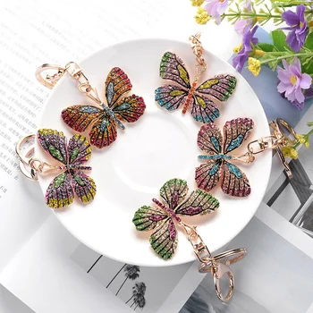 Moda Ornament Fluture Frumos Breloc Sclipici Stras Inel de chei pentru Femei Fata Geanta Accesorii din Aliaj de Ambarcațiuni Masina Pandantiv