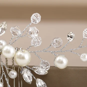 Moda Pearl Stras Accesorii de Par de Nunta de Argint de culoare Mireasa Frizură Păr Pieptene Doamnelor manual Tiara de Nunta Bijuterii