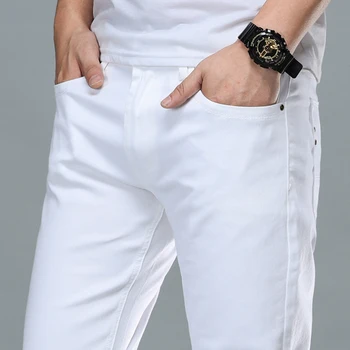Moda pentru bărbați Blugi Albi 2020 Nou Brand de Îmbrăcăminte de Înaltă Calitate din Bumbac Elastic Confortabil Business Casual tineret Slim Jeans