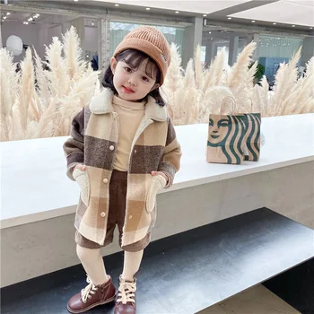 Moda Pentru Copii Blana Fete Haină De Iarnă Caldă Copii Îngroșa Maneca Lunga Jachetă Copii Butoane De Zăpadă Îmbrăcăminte Îmbrăcăminte Pentru Adolescenți