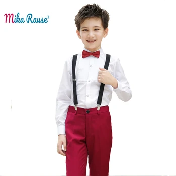 Moda pentru copii haine de băieți seturi cămașă albă, pantaloni roșii copilul baietel haine copii student costum rochii de partid uniformă