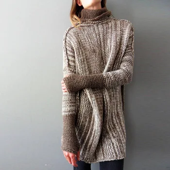 Moda pentru femei vrac plus dimensiune pulovere cu guler sueter mujer haine de iarna femei, pulovere tricotate pulover