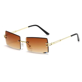 Moda Pătrat fără ramă ochelari de Soare pentru Femei 2021 Noi Femeile Mici Ochelari de Soare Nuante Brand de Lux Metal ochelari de soare UV400 Ochelari