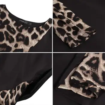 Moda Rochie Lunga Celmia Femei Boem Mozaic Leopard Imprimate Rochie Casual cu Maneci Lungi Vrac Maxi Vestidos Caftan Halat 5XL