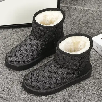 Moda Rotund Toe Culoare Solidă Glezna Cizme de Iarna Scurte de Pluș Ține de Cald Zăpadă Cizme cu toc mici Pantofi Femei Zapatillas Mujer 2020