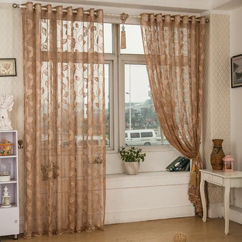 Moda Stil Floral Frunze Jacquard Design Perdele Tul pentru Balcon Bucatarie Dormitor Living Room Decor