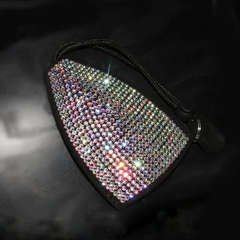 Moda Stras Colorate Cheia De La Mașină Caz Bling Cristal De Diamant Cheie Portofel Dimensiune Universală Fete Femei Cheie Auto Sac Pungă Cheie Lanț