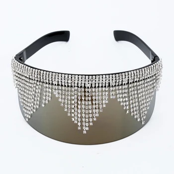 Moda Stras Supradimensionate Oglindă ochelari de Soare Femei Barbati Lux Mare Cadru Masca Diamond Protecția Ochilor Ochelari de Argint Nuanta UV400