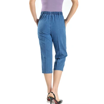 Moda Subțire de Blugi pentru Femei de Vara Plus dimensiune 5XL Înaltă talie Pantaloni din Denim de sex Feminin talie Elastic Vițel-Lungime Pantaloni Casual Pantaloni 2658