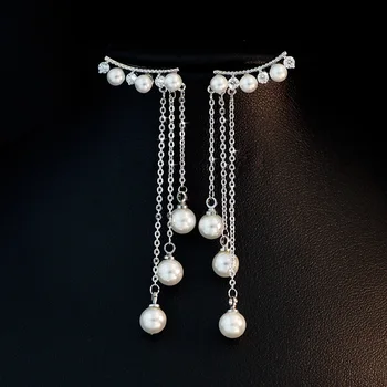 Moda Tassel Cercei Stud Perla pentru Femei Argint 925 Ureche Bijuterii Fine Accesorii Preveni alergie pendientes eh424