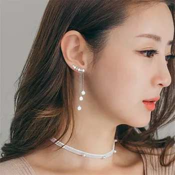 Moda Tassel Cercei Stud Perla pentru Femei Argint 925 Ureche Bijuterii Fine Accesorii Preveni alergie pendientes eh424