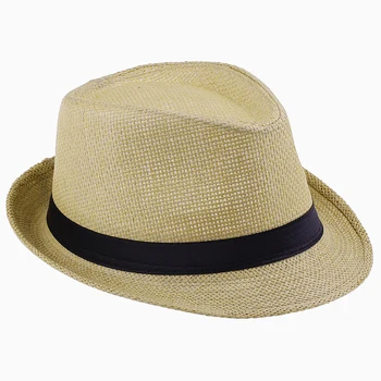 Moda Vara Paie pentru Femei Pălării de Soare Pălărie Trilby Gangster Capac de Vară, Soare pe Plaja Paie Pălărie Panama cu Ribbow Trupa palarie de soare