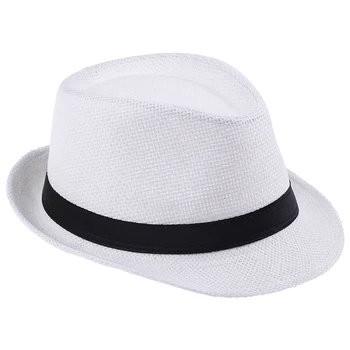 Moda Vara Paie pentru Femei Pălării de Soare Pălărie Trilby Gangster Capac de Vară, Soare pe Plaja Paie Pălărie Panama cu Ribbow Trupa palarie de soare