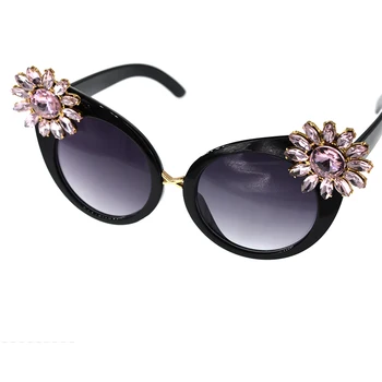 Moda vara plaja ochelari baroc flori roz ochi de pisica ochelari de soare pentru femei pentru femei brand fluture ochelari de soare fată decor