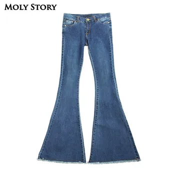 Moda Vintage Franjuri Flare Jeans Sexy Low Rise Skinny Jeans Femme Hippie Largi Picior Pantaloni Din Denim Pentru Femei