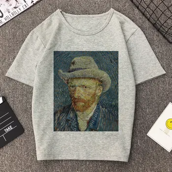 Moda Vintage Van Gogh Tricou Femei Parodie Amuzant Van Gogh Arta Imprimate Tricou Harajuku Casual Secțiune Subțire de sex Feminin T-shirt, Blaturi
