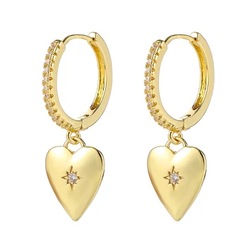 Moda zircon cubic Inima de Aur Cercei Calitate Top Cristal Stea Inima Hoop Cercei Pentru Femei Bijuterii de Moda 2020
