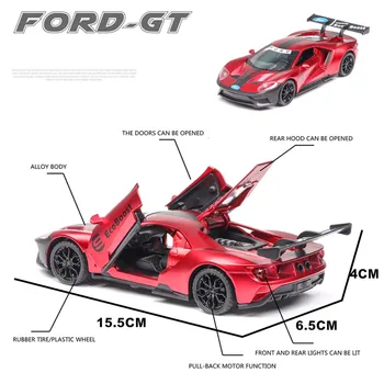 Model de masina 1:32 Ford GT Trage Înapoi Aliaj Diecasts Copii Simulare Jucărie Metal Colecție de Artă Băiat Frumos Cadou de Învățământ