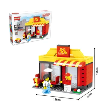 Modelul Blocuri City Mini-Scena de pe Strada McDonald Cafe KFCE Apple Shop pentru copii Jucarii pentru Copii