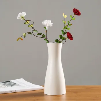 Modern Alb Vase De Ceramică Chineză Stil Simplu Proiectat Ceramică Și Porțelan Vaze Pentru Flori Artificiale Decorative, Figurine