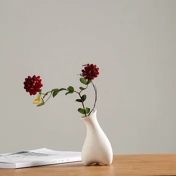 Modern Alb Vase De Ceramică Chineză Stil Simplu Proiectat Ceramică Și Porțelan Vaze Pentru Flori Artificiale Decorative, Figurine