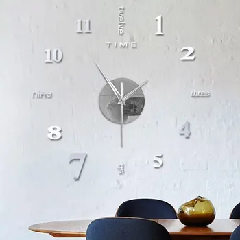 Modern DIY Ceas de Perete Suprafață 3D Autocolante Mut Ceas de Birou Acasă Cameră Decor Mural Decalcomanii de Artă Cuarț Ac Ceasuri de Perete J50