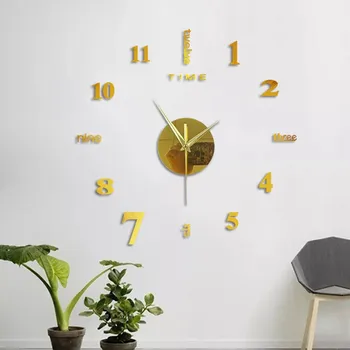 Modern DIY Ceas de Perete Suprafață 3D Autocolante Mut Ceas de Birou Acasă Cameră Decor Mural Decalcomanii de Artă Cuarț Ac Ceasuri de Perete J50