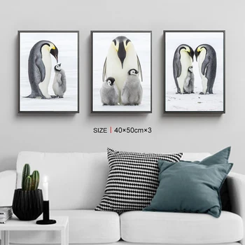 Modern Familie Pinguin postere, printuri canvas tablouri de arta de perete pentru camera de zi decor pentru dormitor estetic opera de Arta Neînrămate