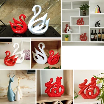 Modern Figurine Ceramice Pește Swan Mobilier Meserii Acasă Living, Ornamente Pentru Masă De Birou Accesorii De Decorare De Arta
