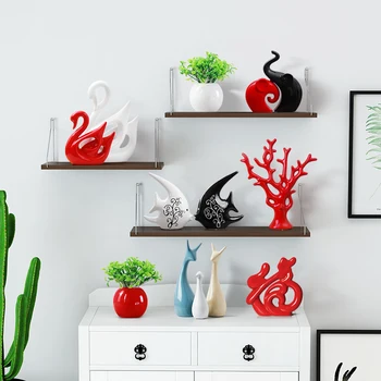 Modern Figurine Ceramice Pește Swan Mobilier Meserii Acasă Living, Ornamente Pentru Masă De Birou Accesorii De Decorare De Arta