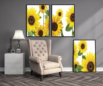 Modern Galben Vibrant de Floarea-soarelui Floare de Arta Pictura de Postere si Printuri Panza Poze de Perete pentru Camera de zi Decor Acasă Nici un Cadru