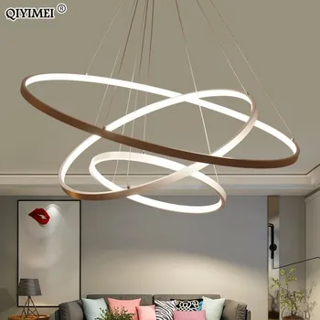 Modern luminile LED pentru living sufragerie alb, aur, cafea Cerc negru Inele din aluminiu corp corpuri de Lampă acasă lampa