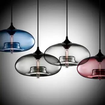 Modern multicolore de sticlă lumina pandantiv drăguț forma minge lampa insula de bucatarie iluminat LED Edison linie lampă de pandantiv