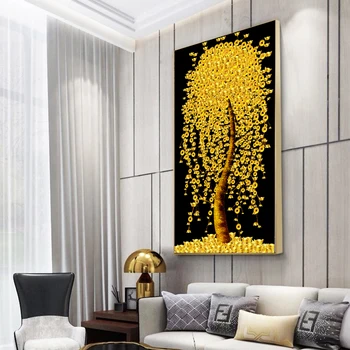 Modern Nordic Arta de Aur Copac Bogat Bani Panza Pictura pe Perete Postere de Arta, Printuri Poze de Perete pentru Camera de zi Acasă Cuadros Decor